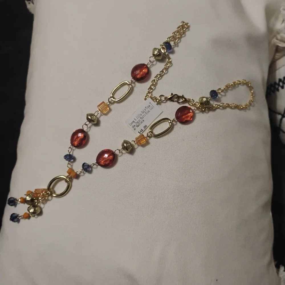 Lonna & Lilly Goldtone Tube Chain Multi-Disc Necklace NWT